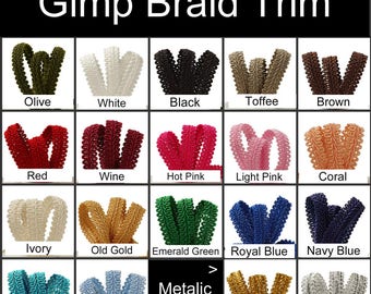 10 Yards - Gimp Braid Trim, Your Choice of Color