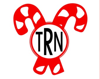 Custom Candy Cane Vinyl Decal, Christmas Monogram, Car Decal, Custom Holiday monogram vinyl decal sticker, personalized decal