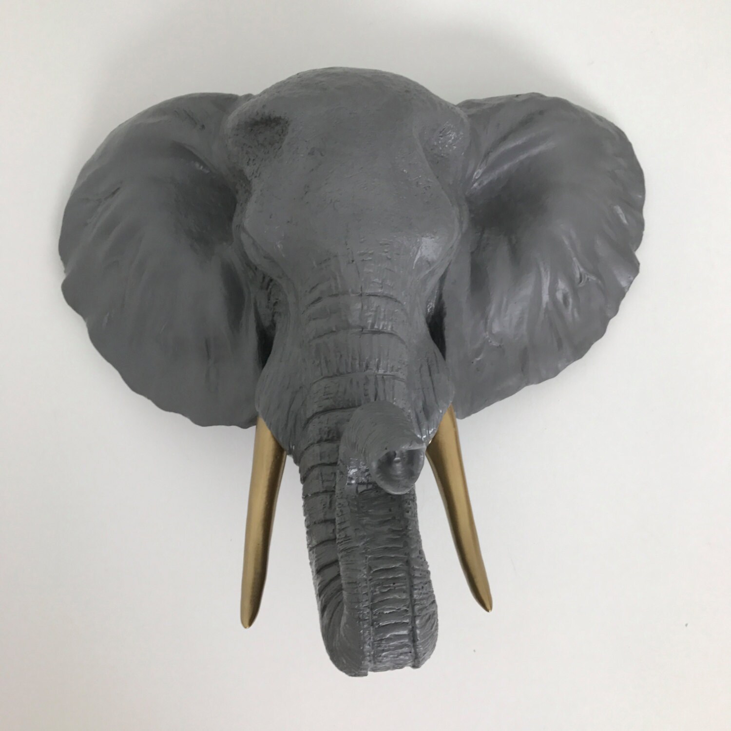 stuffed elephant head wall mount