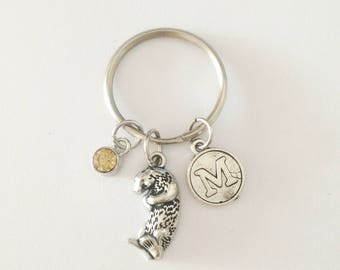 Otter keychain - personalized keychain - initial keychain - friendship keychain - best friend gift - Christmas gift