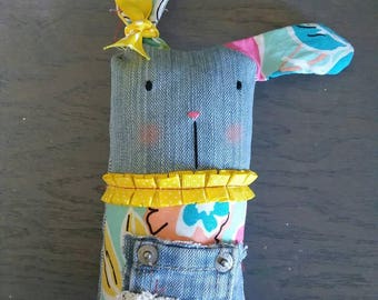 Upcycled stuffed bunny rabbit EASTER NURSERY decor