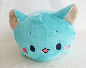 Blue Cat Tsumu Plush // Kawaii Kitty Roll Plushie // Handmade Stuffed Animal Plush Toy // Blue Neko // Ready to Ship