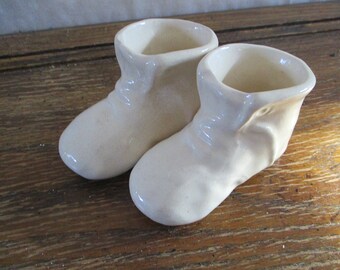 Baby Shoe Bootie Figurine Ceramic set of 2