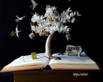 The Tree of Knowledge - Book Sculpture - Book Art - Altered Book - Made To Order