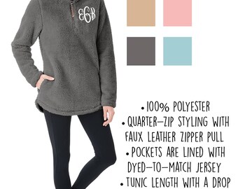 Monogram Newport Sherpa Pullover, Monogram Fleece Pullover, Monogram Sweatshirt, Monogram Pullover, Monogram Quarter Zip, Monogram Sherpa