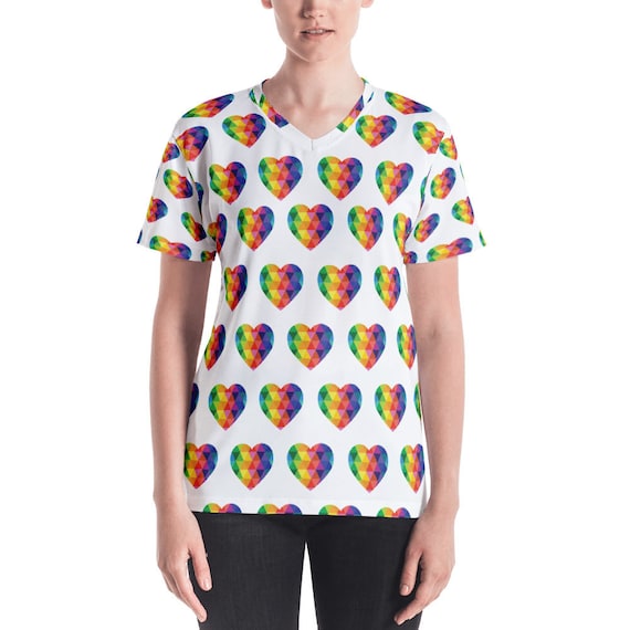 Women's V-neck Heart Tshirt a Valentines Gift for Your Love