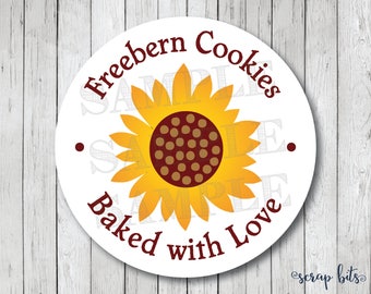 Personalized Sunflower Stickers, Sunflower Thank You Tags or Jar Labels