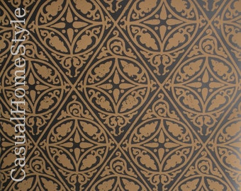Vintage Wallpaper Patterns-Black Brown-GEOMETRIC Wallpaper-Luxury Wallpaper- Double Roll Wallpaper-Removable Wallpaper-Scrubbable Wallpaper