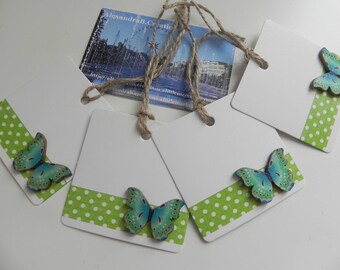 4 labels/markings glass square 6 cm BUTTERFLIES design