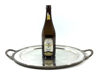 Silver Butler Tray with Side Handles by Rogers & Bro, Large 20" Vintage Oval Serving Tray, Silver Waiter Tray