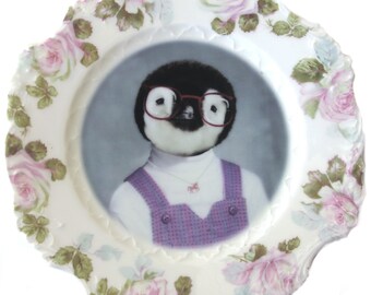 Penelope the Penguin, School Portrait Plate 7.75"