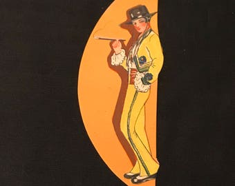 Vintage Art Deco Frank M. Sayford unused bridge tally flamenco dancer