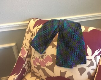 Purple and Black Crocheted Argyle Scarf