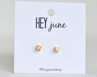 Gold Cube Earrings, tiny cube earrings, cube earrings, silver cube earrings, minimalist earrings, cube stud earrings