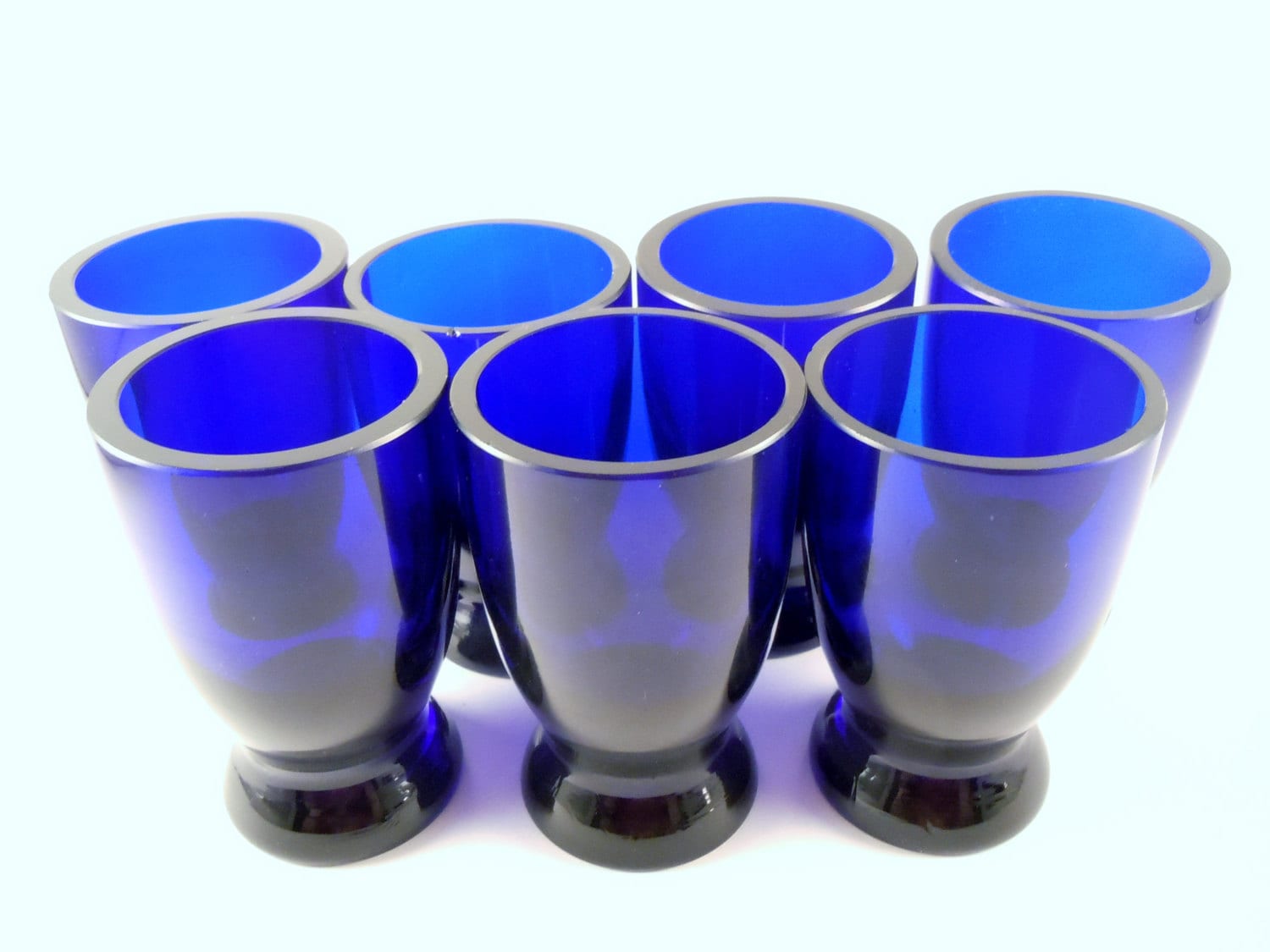 Amazing Cobalt Blue Thick Rimmed Drinking Glasses 7 Pcs.