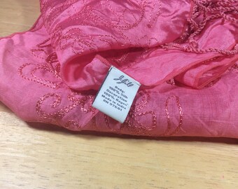 Pink JJill Scarf with Embroidery Flower pattern