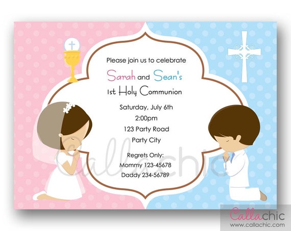 first communion invitation printable twin joint split baby boy birthday invites