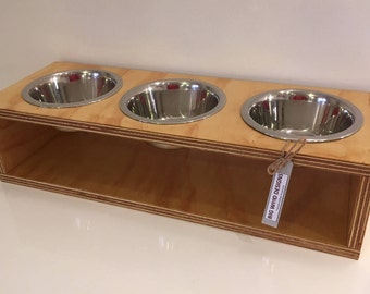 Contemporary Raised Elevated Dog Feeder with Stainless Steel Bowls
