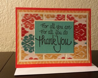 Thank You card homemade colorful