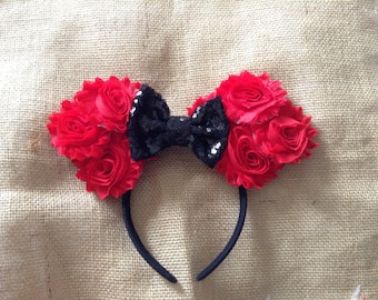 Mouse Ears- Red and Black Mouse Ears Headband