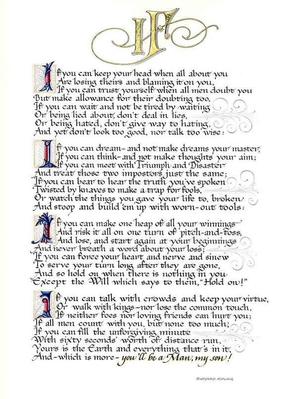 If by Rudyard Kipling. Print/Poster. 002322
