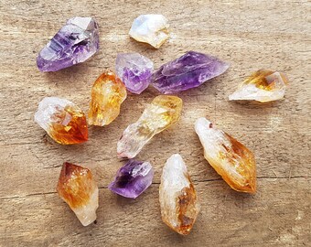 Amethyst and Citrine crystal points small size 25, 50 & 100g
