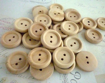 7/8 Inch Wooden Buttons Round - Pack of 10
