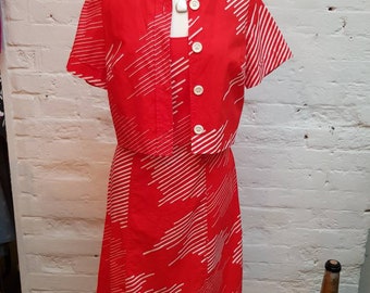 1980s cotton dress and jacket. UK size 10 - 12