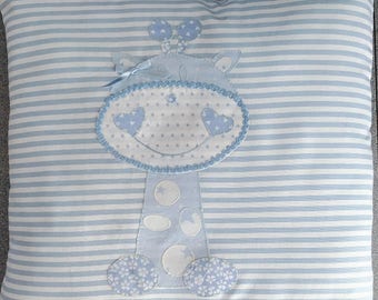 Cotton fabric cushion with giraffe drawing
