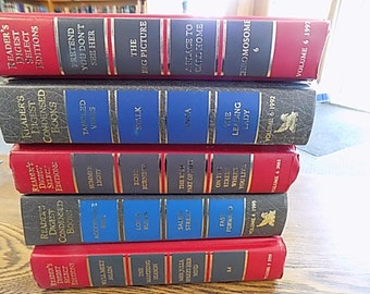 Vintage Gray Red Book Stack - 5 books - Great for wedding decor, home accent and more!