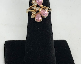 Vintage Pink Topaz and C.Z. Ring, Sz 5