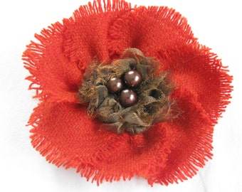 Harris Tweed Corsage/Brooch (Burnt Orange, Autumn tones)