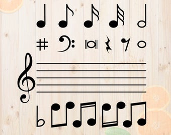 Musical notes Svg Bundle, Music dxf, Music cut files, Musical vector for cricut & cameo, musical symbol svg, music clef svg