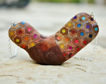 A corner of coloured pencils - Necklace, Wood, Pencil, Silver