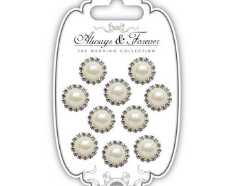 10 round (18 mm) Pearl and rhinestone - AFCHRM004