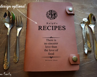Leather recipes book/Quote recipe book/Cook book/Recipe journal/Personalized recipe notebook/Custom leather journal/Gift for her, wife, mum