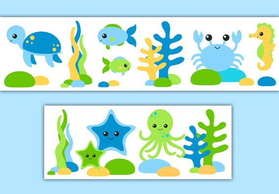 SEA LIFE OCEAN Nursery Decor Boy Wallpaper Border Wall Art