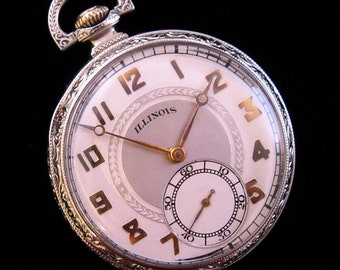 Stunning! Illinois Pocket Watch - c.1922 - Gold Plated Fittings