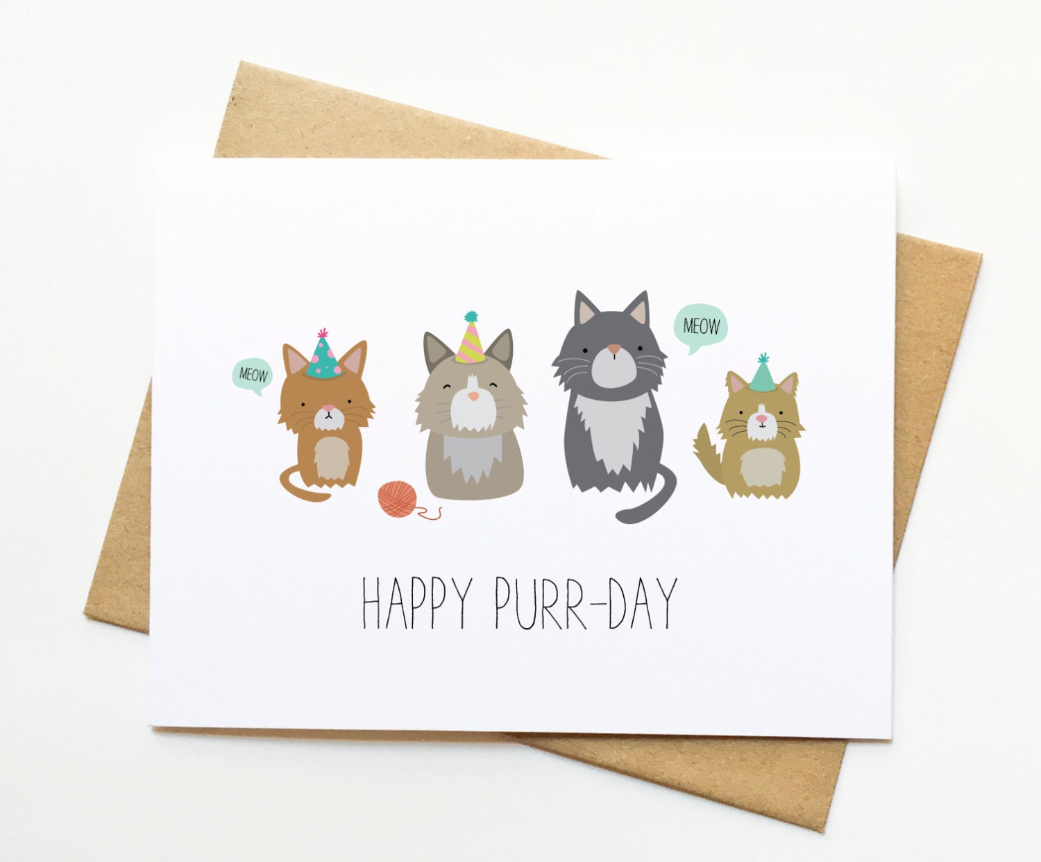 Cat Pun Happy Birthday Cute Illustration Card