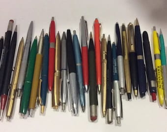 27 Piece Lot of Vintage Ballpoint Advertising Pens Mechanical Pencils
