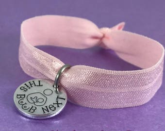 Breastfeeding bracelet, this boob next, nursing jewellery, breastfeeding reminder bracelet, this side next, elasticated nursing bracelet