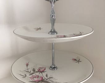 Vintage Barrats Delphatic Ware Two Tiered Cake Stand