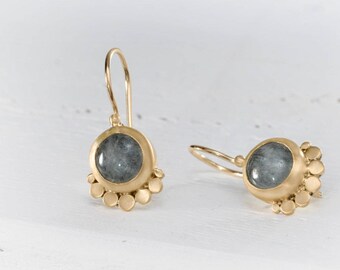 22k Aquamarine Earring, Dangle Earrings, Gemstone Dangle Earrings, solid Gold Earrings, Wedding Earrings,Romantic Earrings, Bridal Earrings