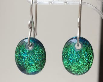 Vibrant Green Drop Earrings with 925 Sterling Silver Earwires