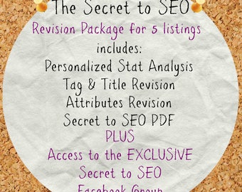 Etsy SEO help for 5 listings, SEO Assistance, Etsy Tag Revision, Title Revision, SEO optimization, Etsy Help, Best Selling Items, Stat
