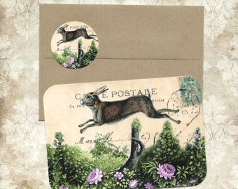 Note Cards, Vintage Rabbit, Note Card Set, Gift Idea, Stickers, Vintage Rabbit Cards