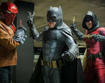 Batman Dawn of Justice bodysuit and 8 panel faux leather cape