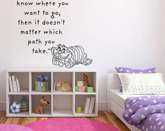 Wall Sticker Decals Alice In Wonderland Cartoon Rabbit Tea Time Cheshire Cat Girl Nursery Bedroom 1348b