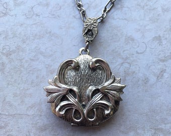 Vintage Art Deco Silver Locket Necklace