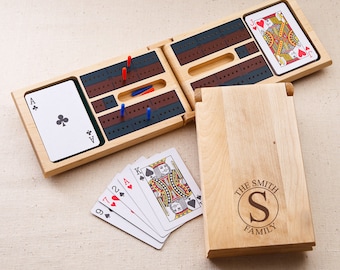 Personalized Cribbage Game board - Engraved Cribbage Set - Wood Cribbage Board - Gifts for Him - Gifts for Dad - Groomsmen Gifts - GC1399